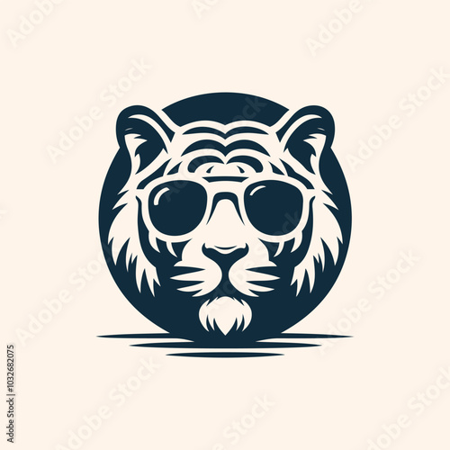 Tiger with sunglass logo icon vector illustration 2