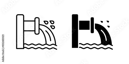 waste water  Icon set .Symbol isolated white background. vector illustration. color editable.
