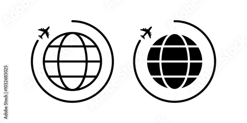 Worldwide Delivery Icon set .Symbol isolated white background. vector illustration. color editable.