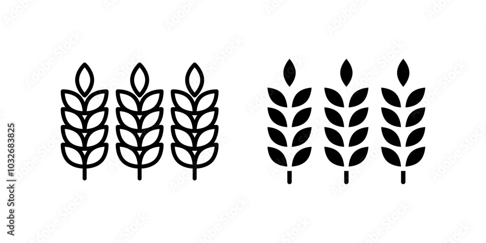 Farm wheat earsIcon set .Symbol isolated white background. vector illustration. color editable. Farm wheat earsIcon set .Symbol isolated white background. vector illustration. color editable.