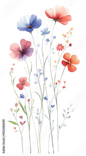 Wallpaper Mural Watercolor Wildflowers: A Delicate Bouquet of Nature's Beauty Torontodigital.ca