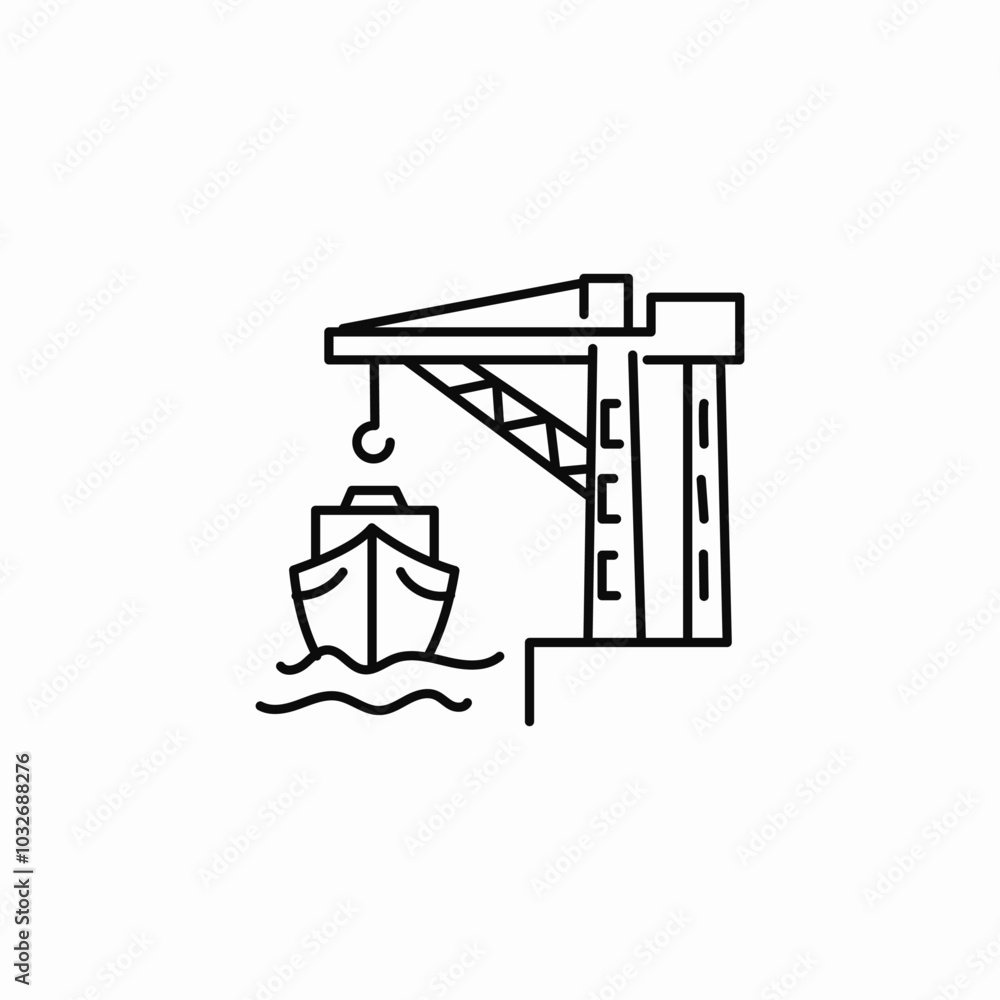 ship load port cran icon sign vector ship load port cran icon sign vector