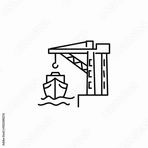 ship load port cran icon sign vector