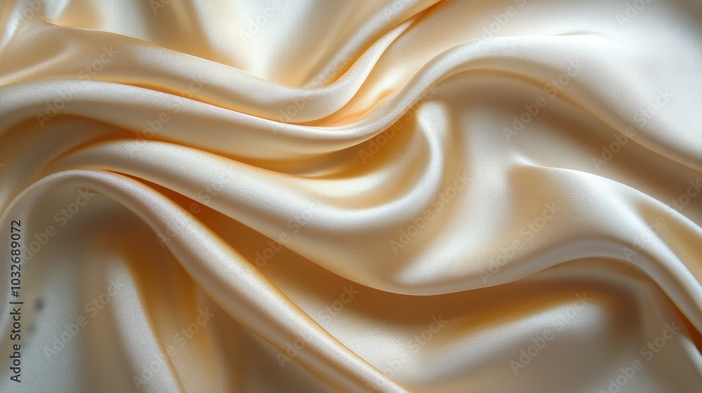 Fototapeta premium Elegant ivory silk fabric draped gracefully on a soft surface in natural lighting