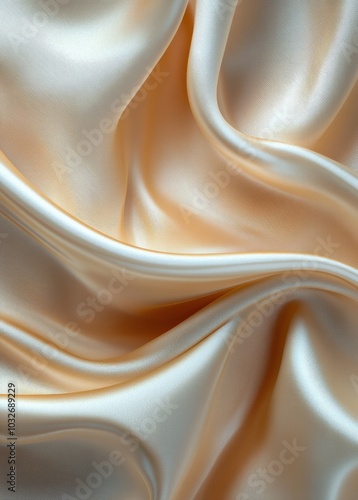 Soft, flowing cream colored silk fabric with delicate folds and subtle sheen ...