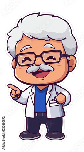 Smiling Cartoon Doctor Character Illustration