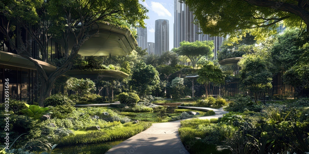 A Vision of Tomorrow An Ecofuturistic Cityscape Thriving with Lush Greenery and Sustainable Living Solutions A Vision of Tomorrow An Ecofuturistic Cityscape Thriving with Lush Greenery and Sustainable Living Solutions