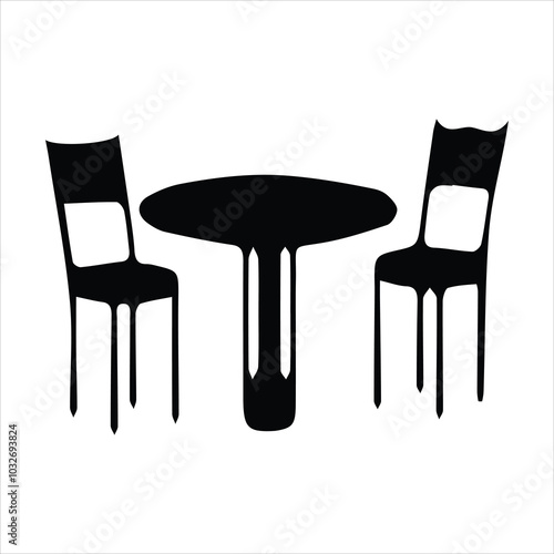 chair table silhouette vector illustration white background