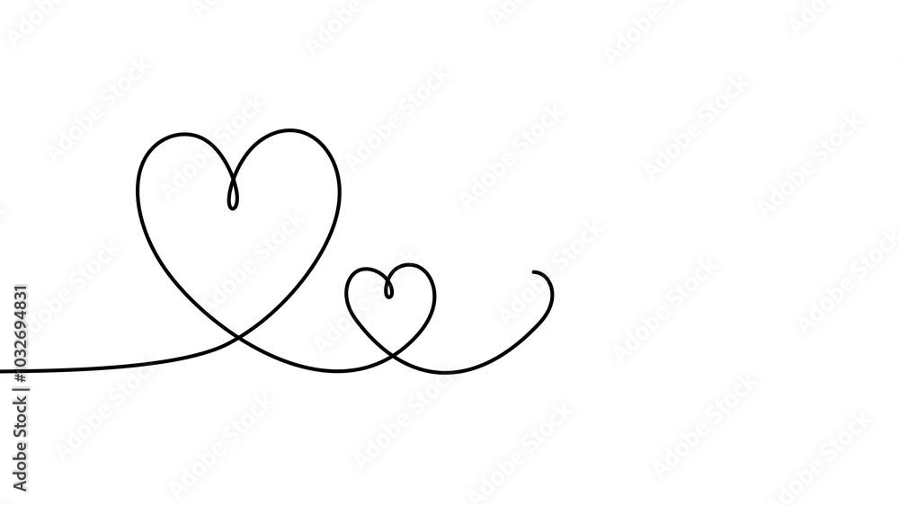 Continuous drawing line art of love symbol with black line and white background. One line Continuous drawing line art of love symbol with black line and white background. One line
