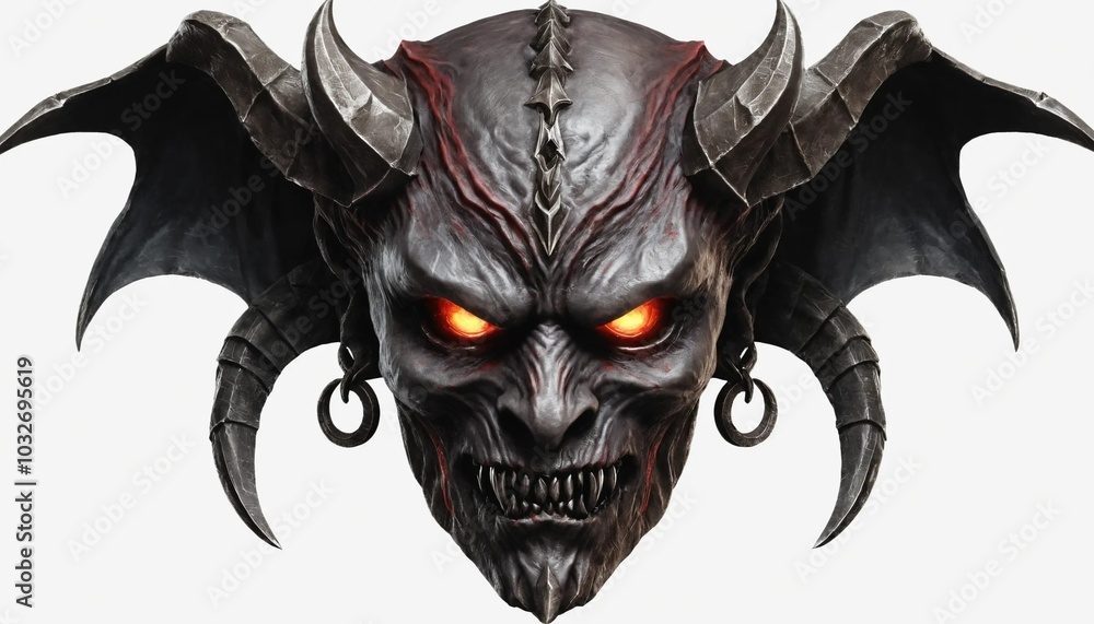 Naklejka premium The Dark Visage: A Demon’s Grin