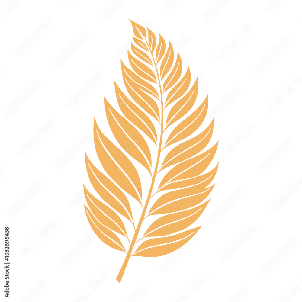 Silhouette of yellow rowan leaf on white background. Autumn design element. Flat style illustration Silhouette of yellow rowan leaf on white background. Autumn design element. Flat style illustration