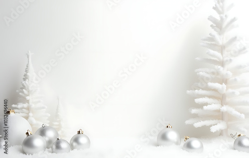 simple yet elegant christmas card features snowy white scenery ornaments plain photo