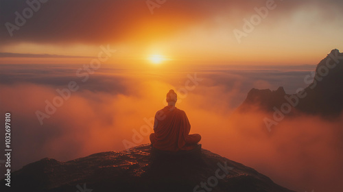 Buddhist at Sunrise