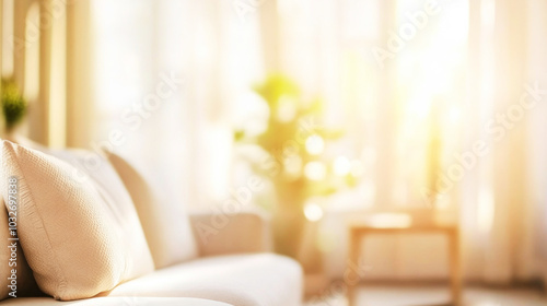 Wallpaper Mural Dreamy living room with soft lighting and cozy furniture in light tones on a serene morning Torontodigital.ca