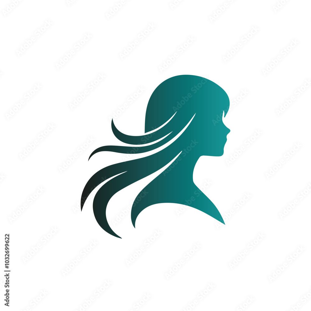 Long-haired woman vector illustration of a beautiful girl's face in profile, perfect for a fashion or beauty logo design Long-haired woman vector illustration of a beautiful girl's face in profile, perfect for a fashion or beauty logo design