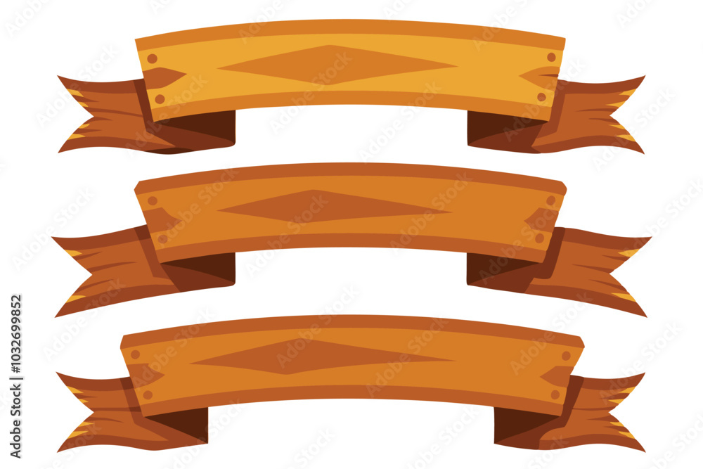 Curved Wooden Ribbon Banner Set Curved Wooden Ribbon Banner Set