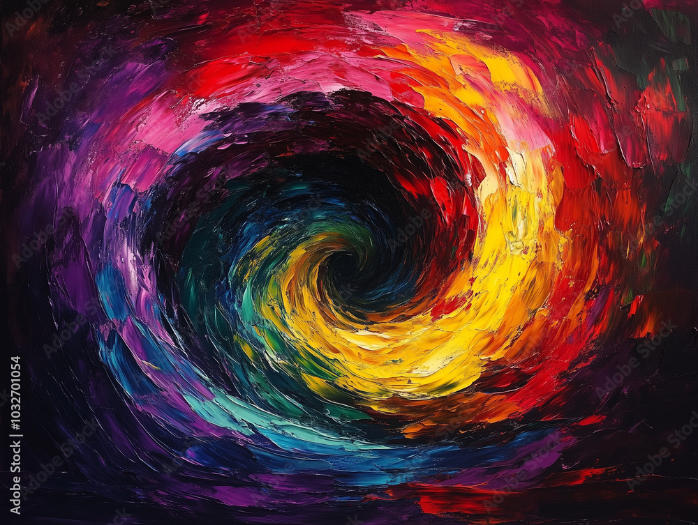 Vibrant swirling colors in abstract pattern, dynamic artistic expression, textured painting Vibrant swirling colors in abstract pattern, dynamic artistic expression, textured painting