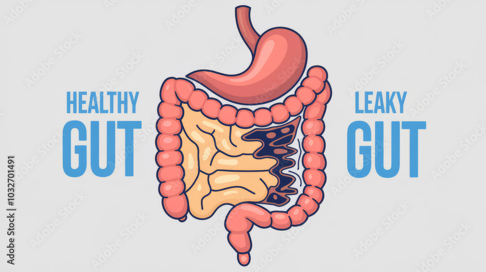 custom made wallpaper toronto digitalDetailed Diagram of Healthy Gut vs. Leaky Gut, Highlighting Intestinal Permeability