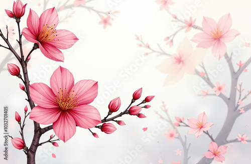 Spring Cherry blossoms. spring watercolor background. place for the text