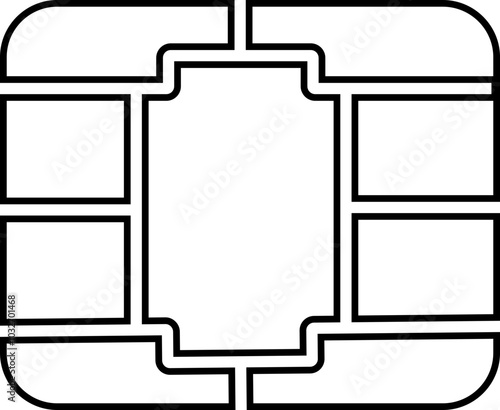 EMV chip icon. Line, glyph and filled outline, mobile telephone Microchip for bank plastic credit or debit charge or sim card. Digital Nfc technology. Contactless payment at terminals and ATMs.