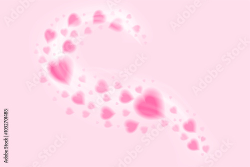 Heart trail on pink background. Flower particles flying in magic wind. Love, romantic concept. Stock vector illustration in realistic style.