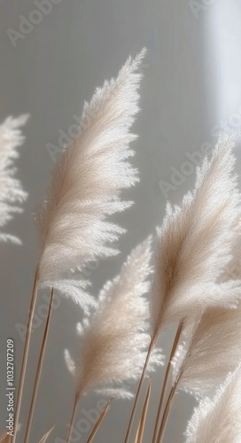 Soft golden grass swaying gently in a tranquil field during the early morning...