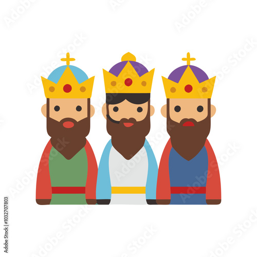 The Three Wise Men  figures are shown with golden crowns and blue robes  with a bra epiphany