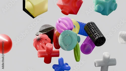 4K animation of geometric shapes in motion