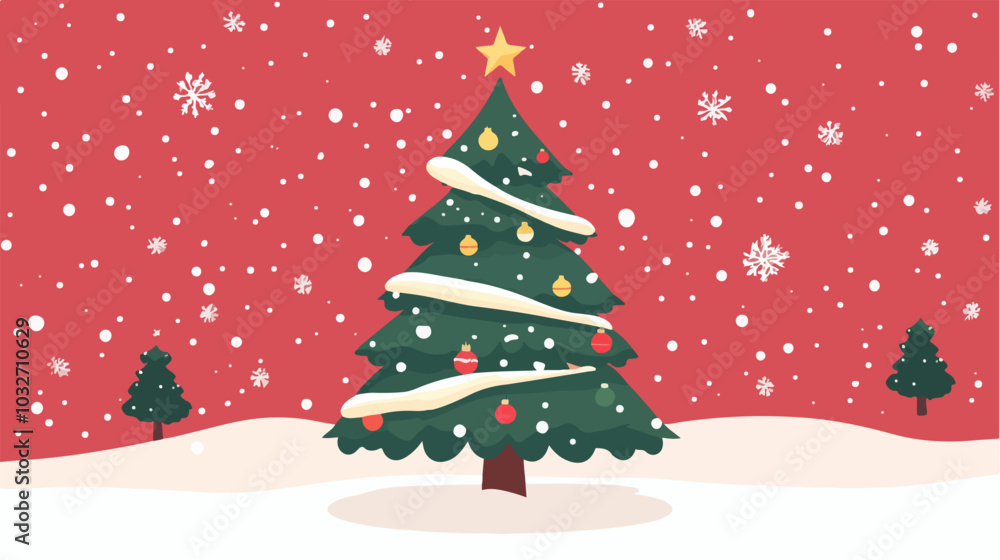 Illustration of Christmas tree. New Year. Holiday Illustration of Christmas tree. New Year. Holiday
