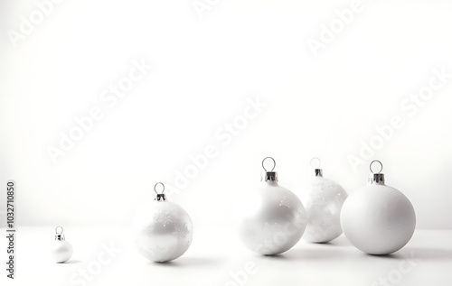 white background isolates individual christmas ornaments visually simple backdrop pure white photo