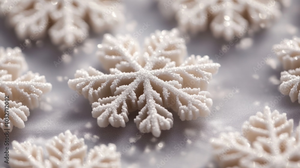 Delicious christmas cookies forming a snowflake pattern are lying on icing sugar Delicious christmas cookies forming a snowflake pattern are lying on icing sugar