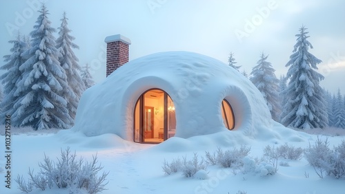 igloo house with a chimney