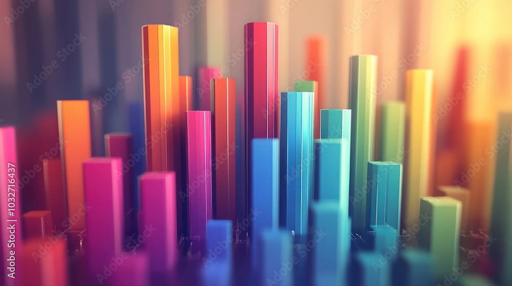 A colorful 3D bar graph representing data visualization and analysis. A colorful 3D bar graph representing data visualization and analysis.
