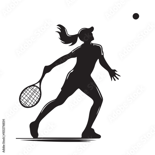 Tennis serve  silhouette vector  black color white background 