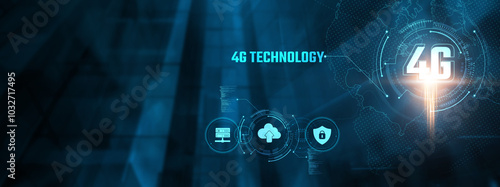 Fotografija 4G Technology Concept: High-speed connectivity, data transmission, low latency, network efficiency, broadband access, mobile communication on virtual interface