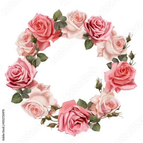 beautiful bouquet of pink roses on transparent background