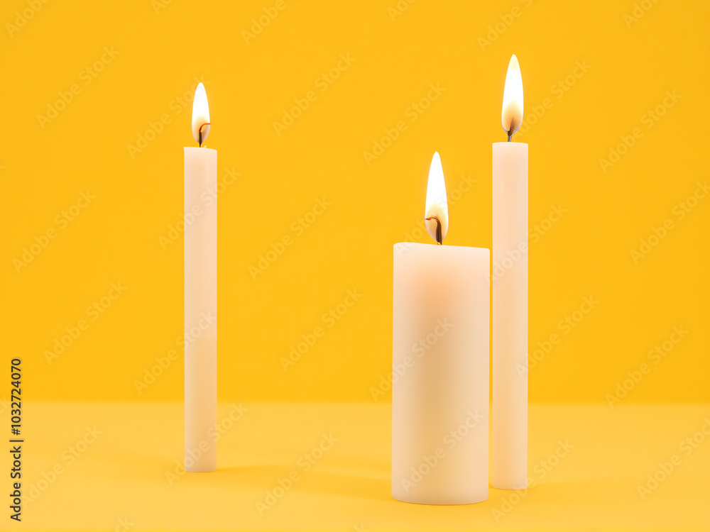 candles on a yellow background candles on a yellow background