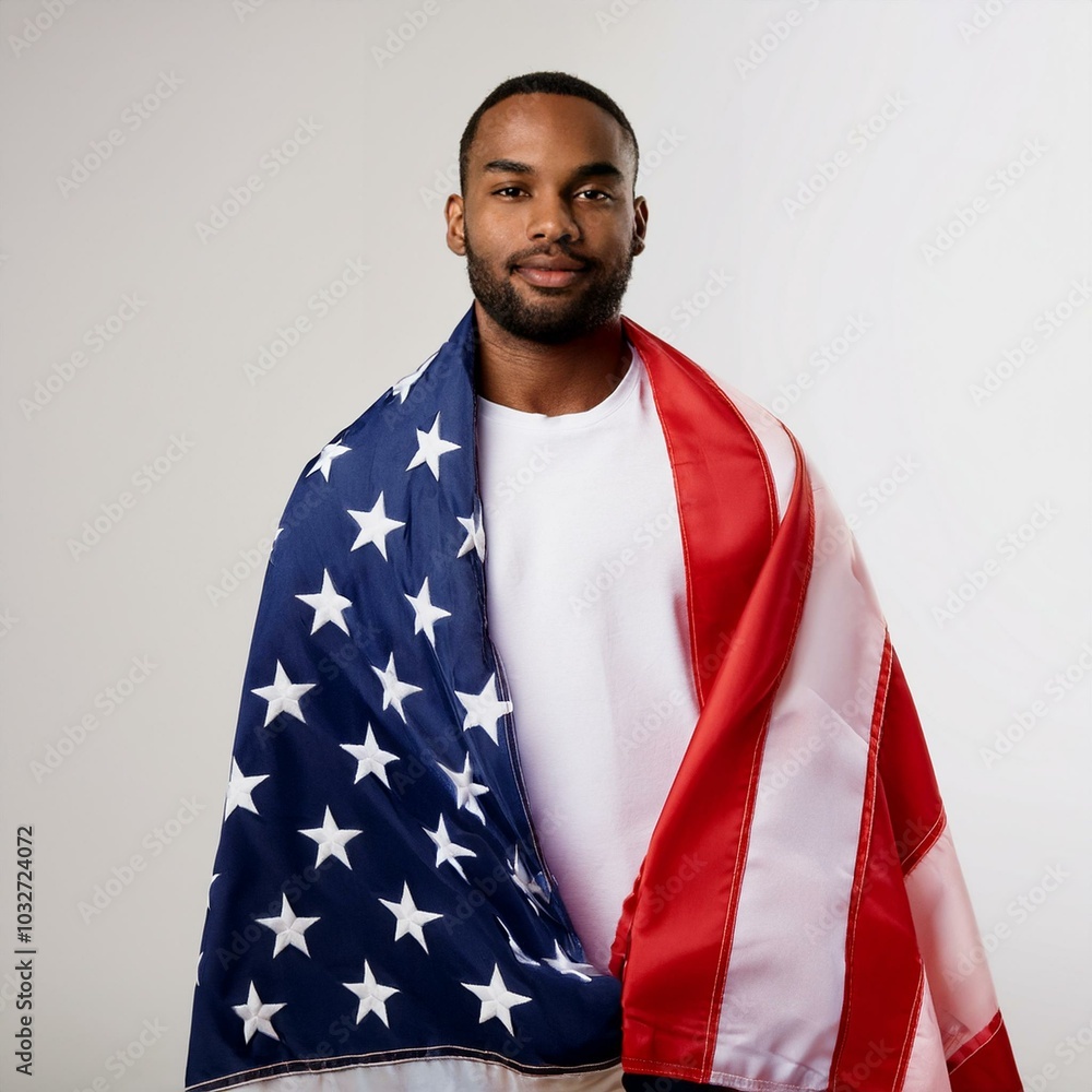people wrapped by the USA flag, AI generated people wrapped by the USA flag, AI generated