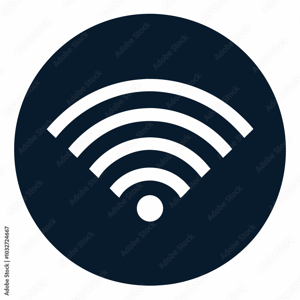 wifi symbol on a round navy blue background wifi symbol on a round navy blue background