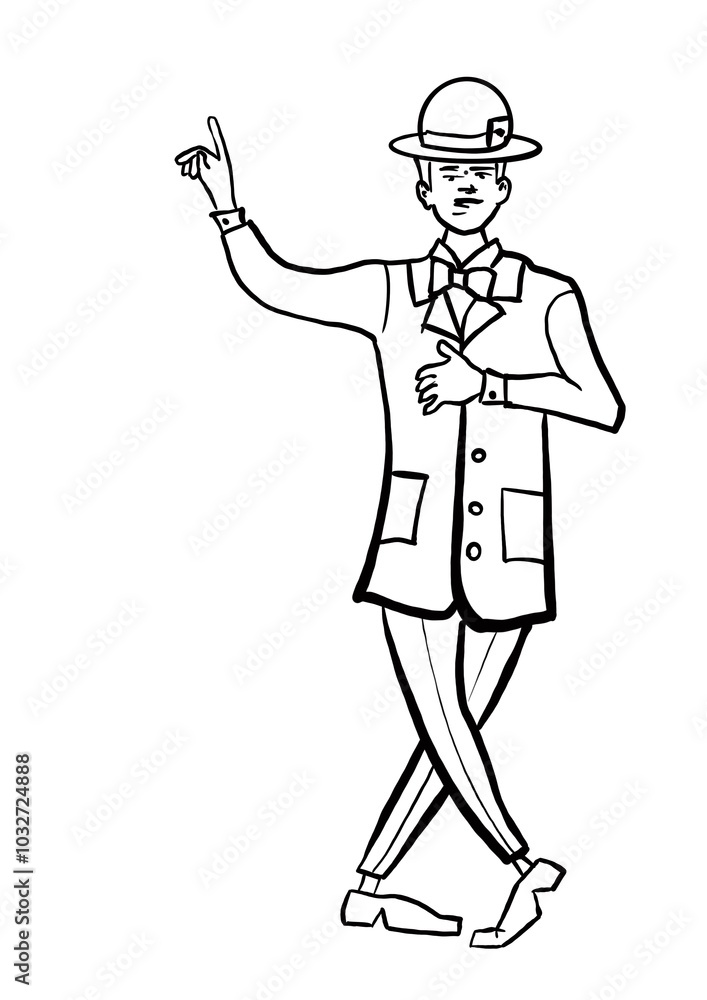illustration of a circus performer in a red suit and a hat illustration of a circus performer in a red suit and a hat