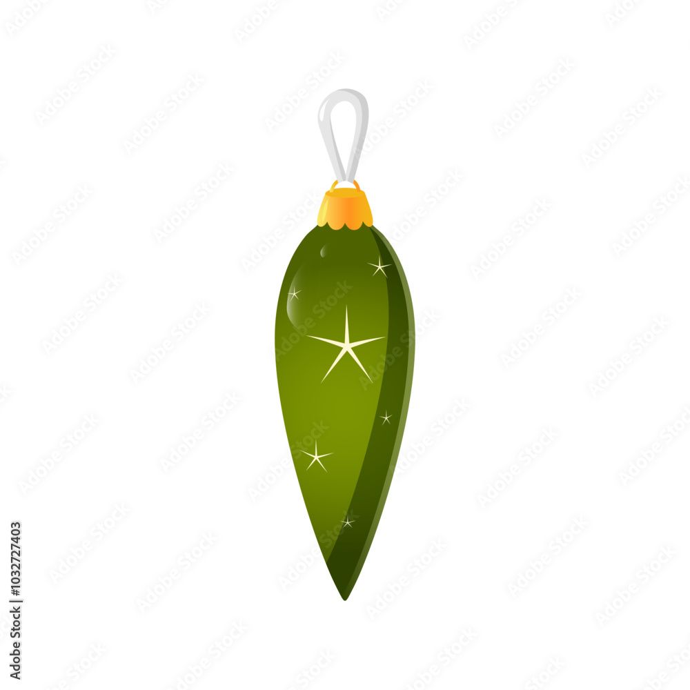 Christmas green glass sphere with pattern isolated on white background. Vector. Christmas green glass sphere with pattern isolated on white background. Vector.