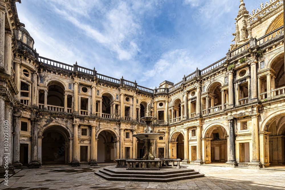 Fototapeta premium Main cloister of the Monastery of the Order of Christ, Convento de Cristo in Tomar, Portugal.