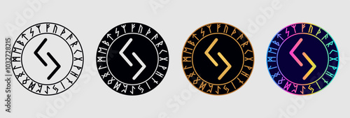 Scandinavian rune Jera  in different design variations.