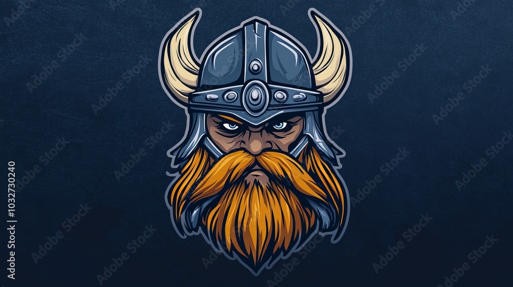 Obraz premium Dynamic Sports Logo Template Featuring a Fierce Viking Warrior for Team Branding and Emblem Designs