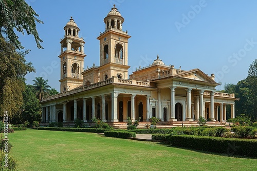 A large building with a lot of columns and a large dome