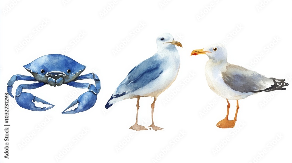 Watercolor Sea Life Illustration Watercolor Sea Life Illustration