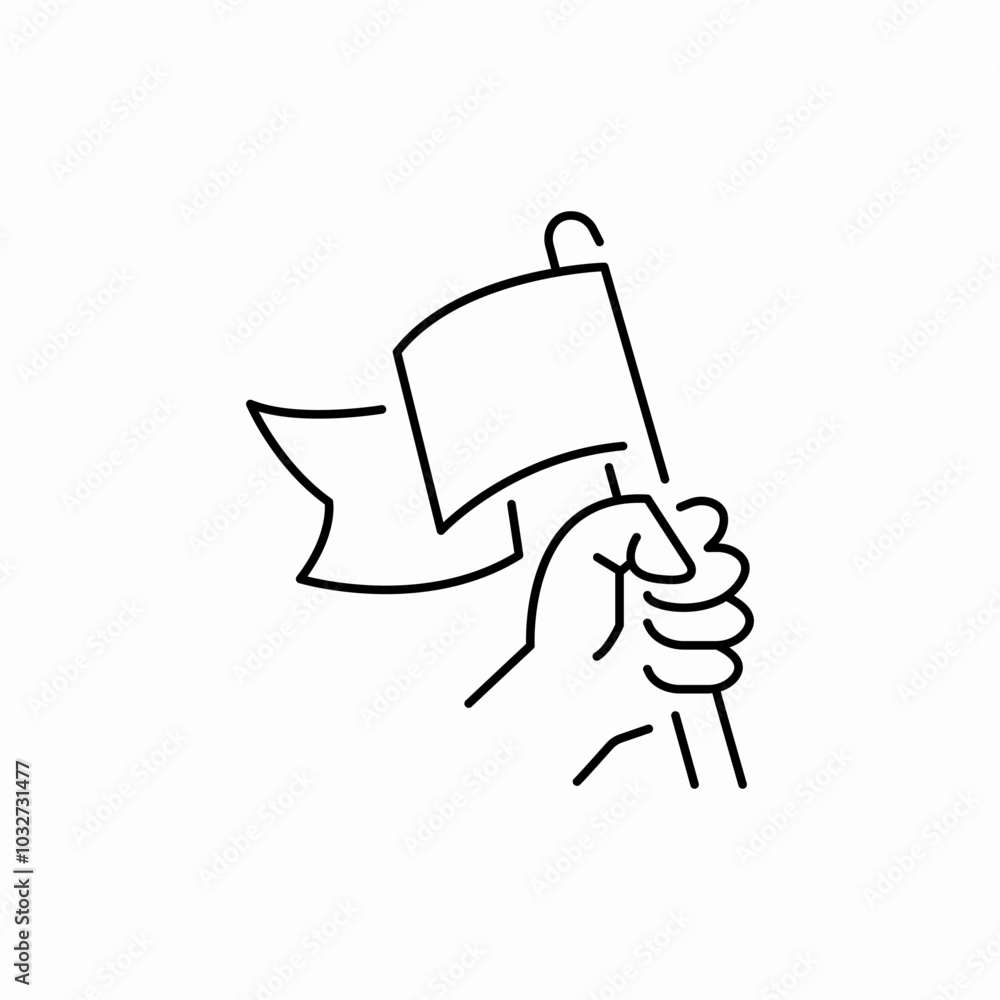 hand human with flag protest icon sign vector hand human with flag protest icon sign vector