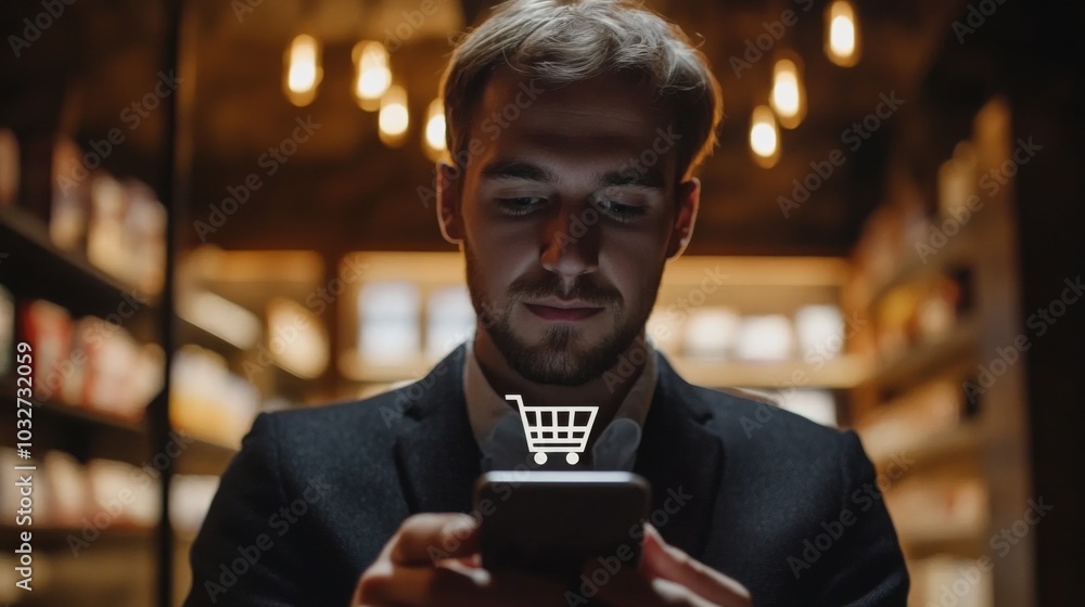 Man Shopping with Smartphone
