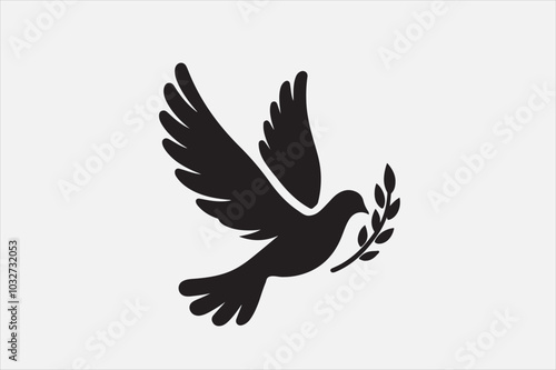 A flying dove with its wings spread gracefully.