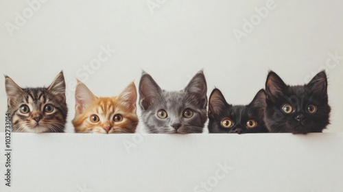 Adorable Lineup of Curious Kittens